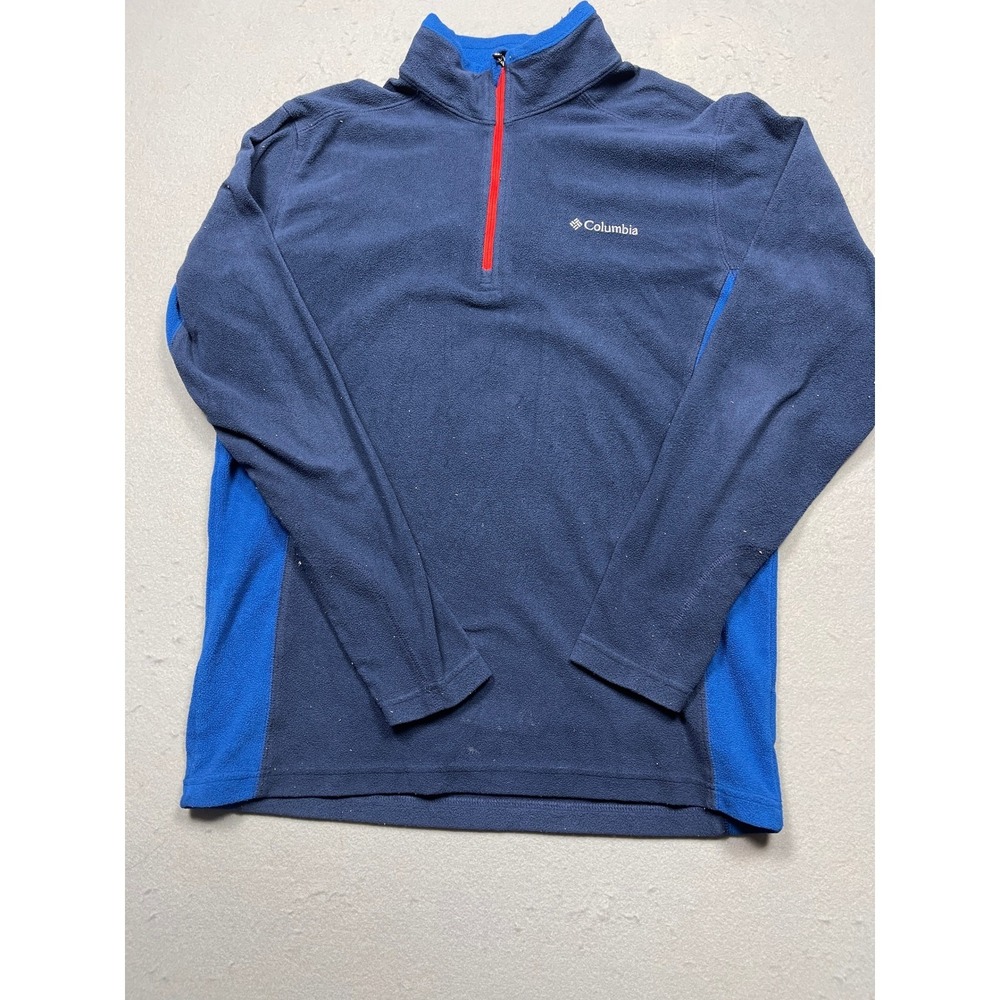 Columbia Mens Fleece Pullover Blue Colorblock Quarter Zip Jacket RN69724 Medium